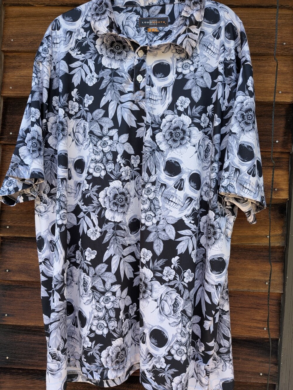 Loudmouth 3XL Performance Golf Polo Floral Skull Shiver Cool Wicking
